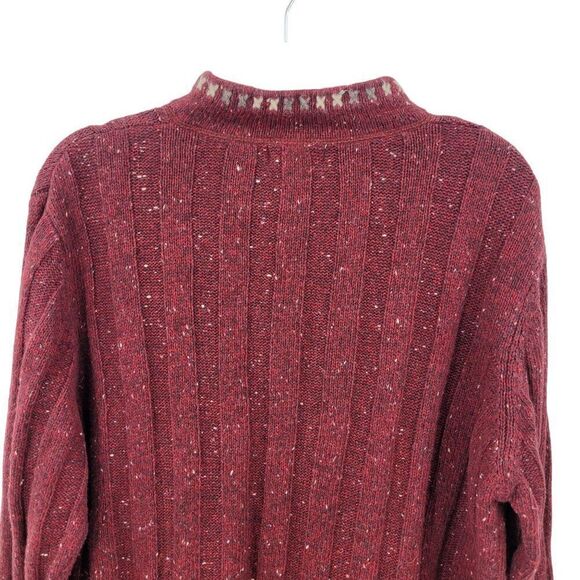 Woolrich Womens XL Ruby Heather Henley Sweater Wool Ribbed Knit Red Flecked - Picture 8 of 10